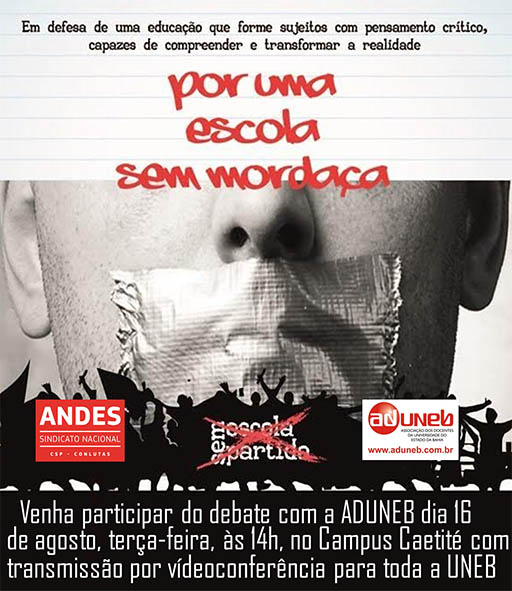 ADUNEB discute nesta terça (16) Escola sem Partido, no Campus de Caetité